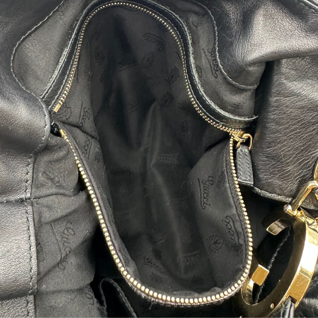  Borsa Gucci in pelle nera trama Guccissima, indossabile a spalla o a tracolla, di lusso, originale, ottime condizioni, usata