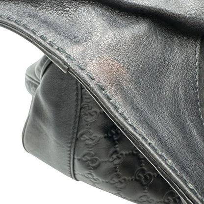  Borsa Gucci in pelle nera trama Guccissima, indossabile a spalla o a tracolla, di lusso, originale, ottime condizioni, usata