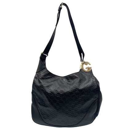  Borsa Gucci in pelle nera trama Guccissima, indossabile a spalla o a tracolla, di lusso, originale, ottime condizioni, usata