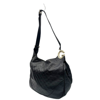  Borsa Gucci in pelle nera trama Guccissima, indossabile a spalla o a tracolla, di lusso, originale, ottime condizioni, usata