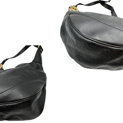  Borsa Gucci in pelle nera trama Guccissima, indossabile a spalla o a tracolla, di lusso, originale, ottime condizioni, usata
