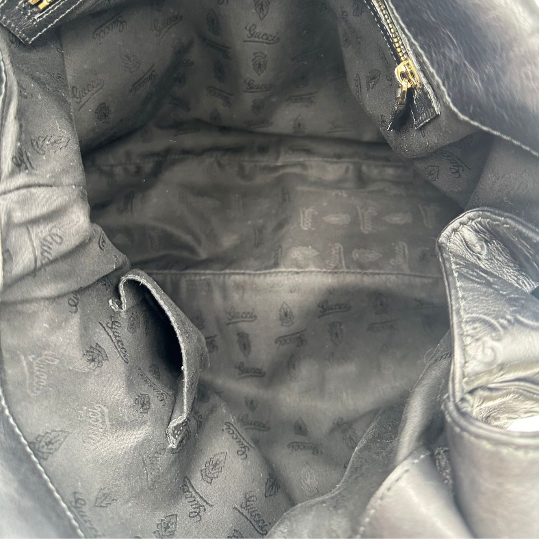  Borsa Gucci in pelle nera trama Guccissima, indossabile a spalla o a tracolla, di lusso, originale, ottime condizioni, usata