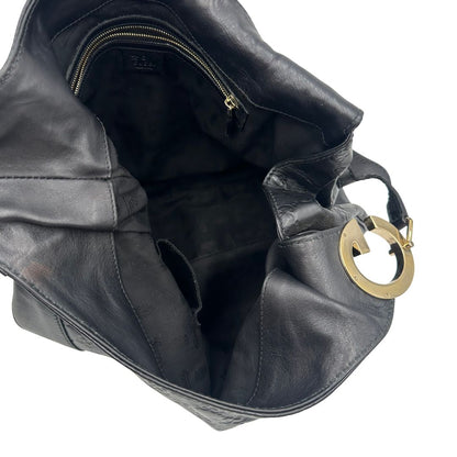  Borsa Gucci in pelle nera trama Guccissima, indossabile a spalla o a tracolla, di lusso, originale, ottime condizioni, usata