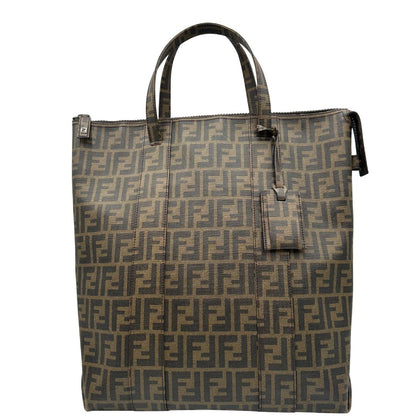 front  Borsa Tote Fendi in canvas trama Zucca color tabacco, di lusso, originale, ottime condizioni, usata 