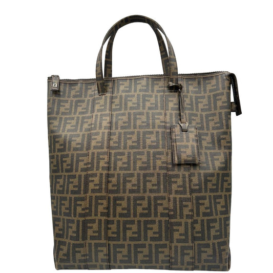 front  Borsa Tote Fendi in canvas trama Zucca color tabacco, di lusso, originale, ottime condizioni, usata 