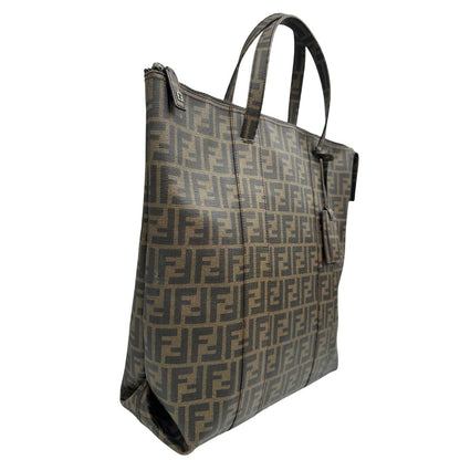 lato  Borsa Tote Fendi in canvas trama Zucca color tabacco, di lusso, originale, ottime condizioni, usata