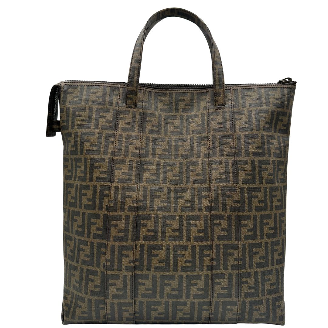 retro  Borsa Tote Fendi in canvas trama Zucca color tabacco, di lusso, originale, ottime condizioni, usata 