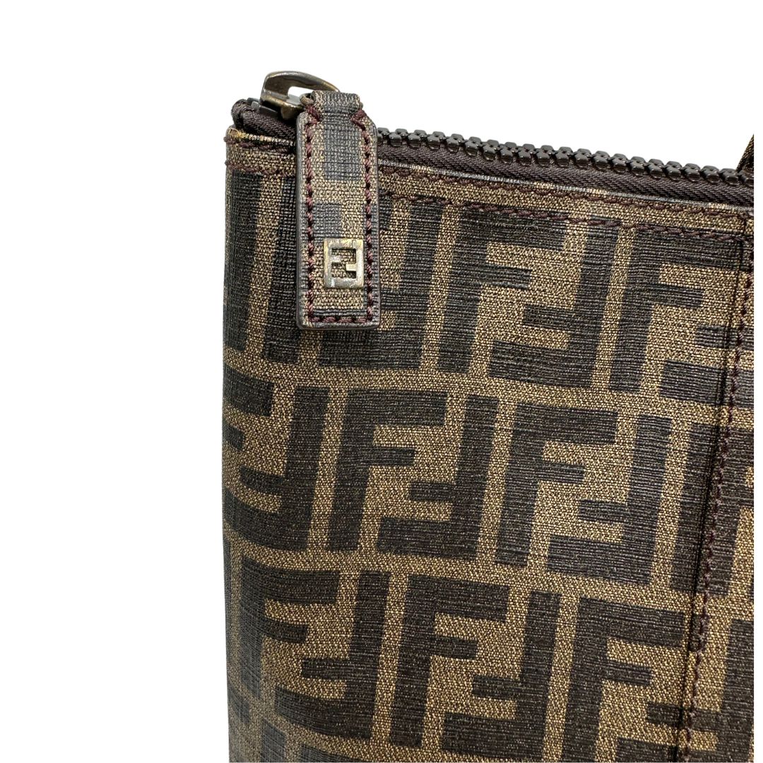  Borsa Tote Fendi in canvas trama Zucca color tabacco, di lusso, originale, ottime condizioni, usata 