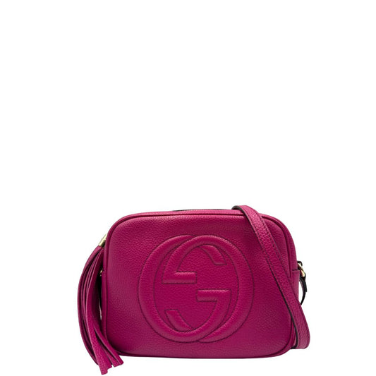 front Borsa Gucci in pelle martellata fucsia e hardware dorato, di lusso, originale, ottime condizioni 