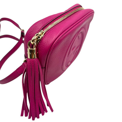 nappa Borsa Gucci in pelle martellata fucsia e hardware dorato, di lusso, originale, ottime condizioni 
