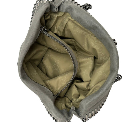 interno  Borsa Stella McCartney modello Fold Over Tote realizzata in shaggy dear grigia, di lusso, originale, usata 