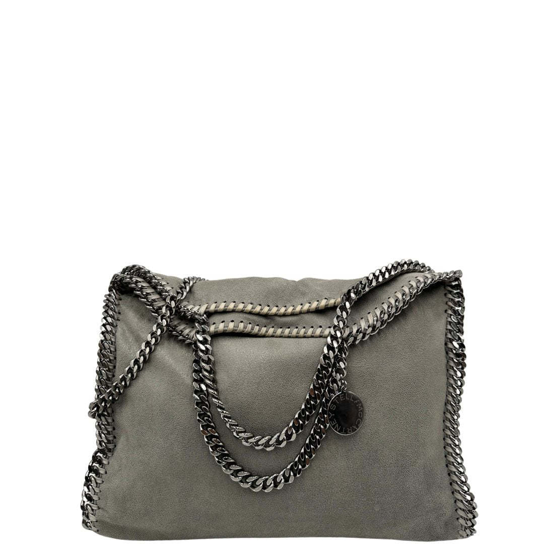 front  Borsa Stella McCartney modello Fold Over Tote realizzata in shaggy dear grigia, di lusso, originale, usata 