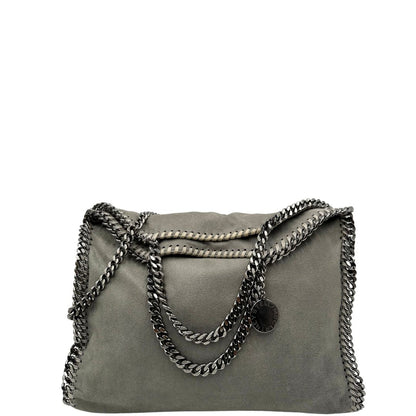 front  Borsa Stella McCartney modello Fold Over Tote realizzata in shaggy dear grigia, di lusso, originale, usata 