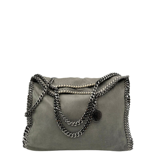 front  Borsa Stella McCartney modello Fold Over Tote realizzata in shaggy dear grigia, di lusso, originale, usata 