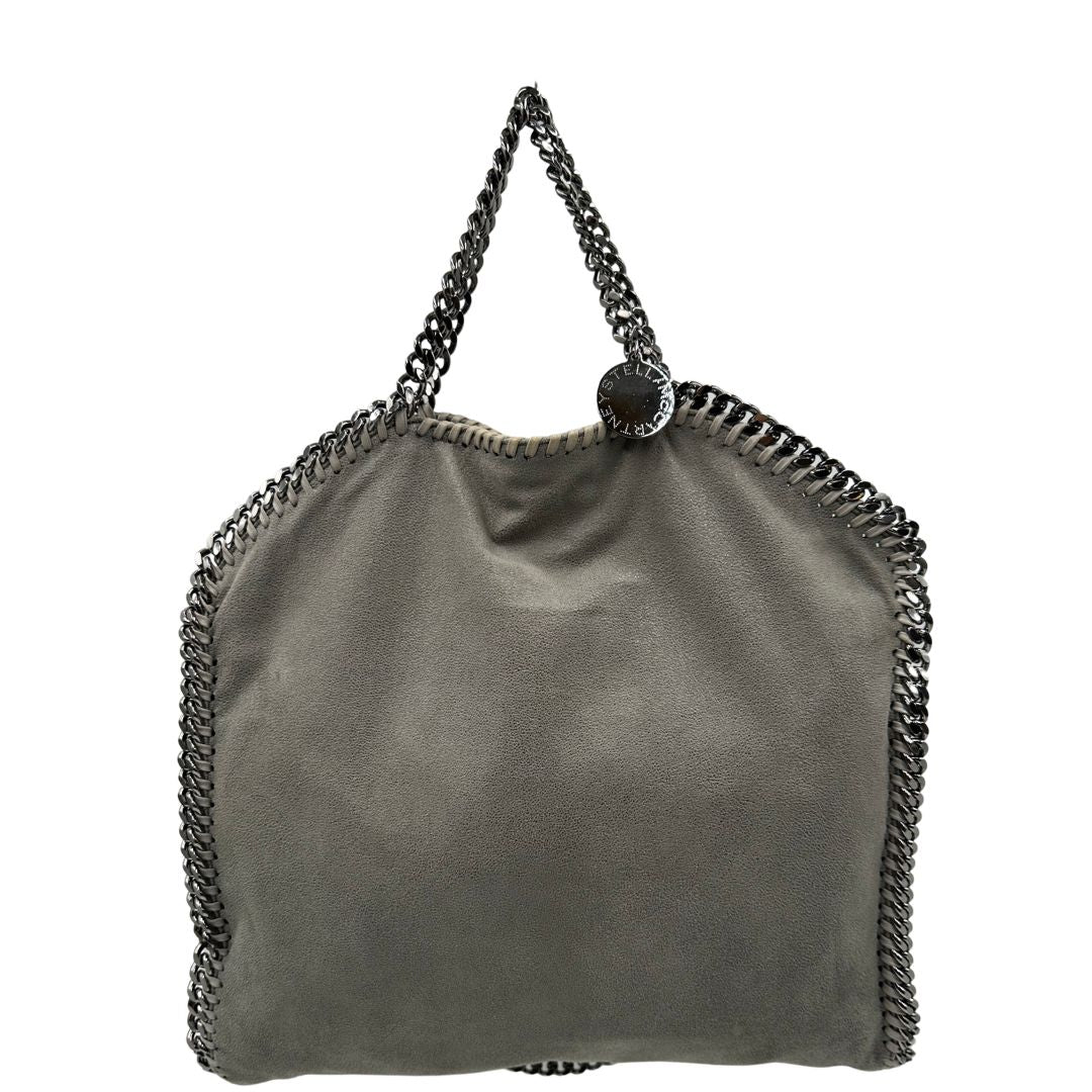  Borsa Stella McCartney modello Fold Over Tote realizzata in shaggy dear grigia, di lusso, originale, usata 