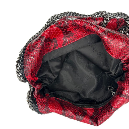 interno Borsa Stella McCartney modello Fold Over Tote realizzata in ecopelle effetto pitone rosso, di lusso, originale, eccellenti condizioni 