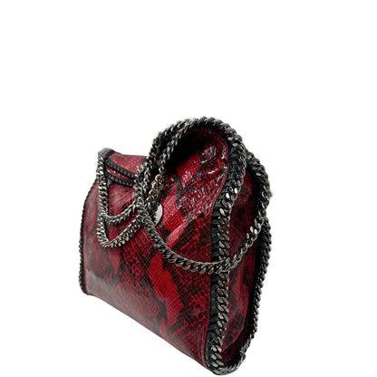 lato Borsa Stella McCartney modello Fold Over Tote realizzata in ecopelle effetto pitone rosso, di lusso, originale, eccellenti condizioni 
