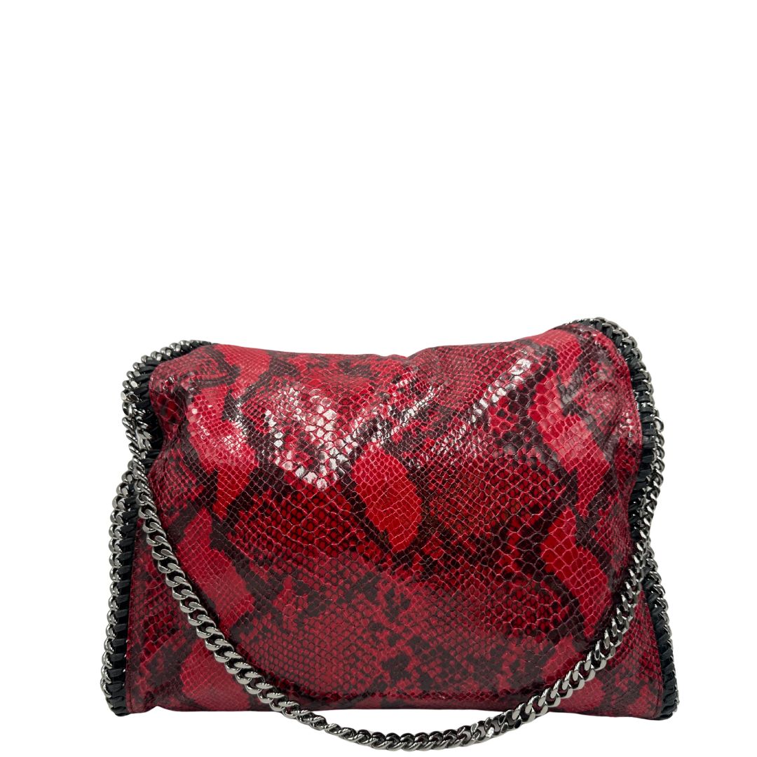 retro Borsa Stella McCartney modello Fold Over Tote realizzata in ecopelle effetto pitone rosso, di lusso, originale, eccellenti condizioni 