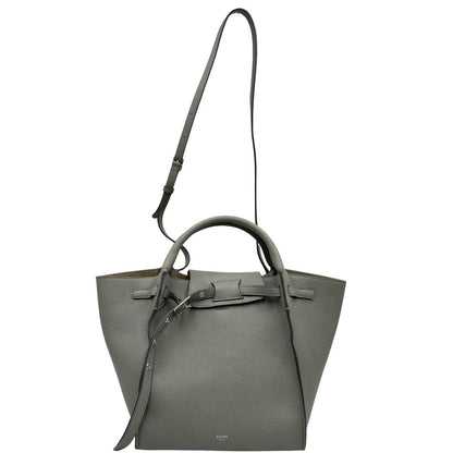  Borsa Celine Big Bag in pelle martellata grigia con hardware argentato, di lusso, originale, ottime condizioni, usata