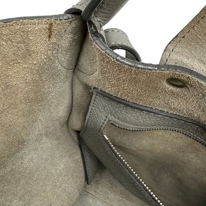  Borsa Celine Big Bag in pelle martellata grigia con hardware argentato, di lusso, originale, ottime condizioni, usata