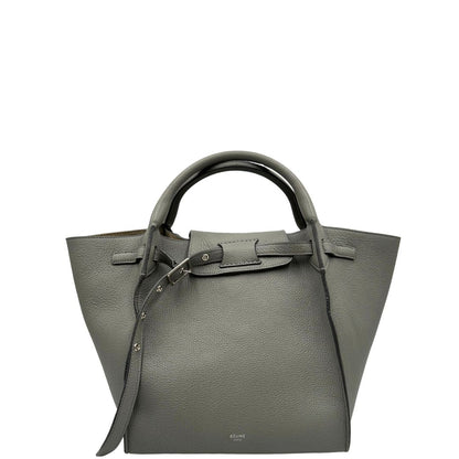 front  Borsa Celine Big Bag in pelle martellata grigia con hardware argentato, di lusso, originale, ottime condizioni, usata 