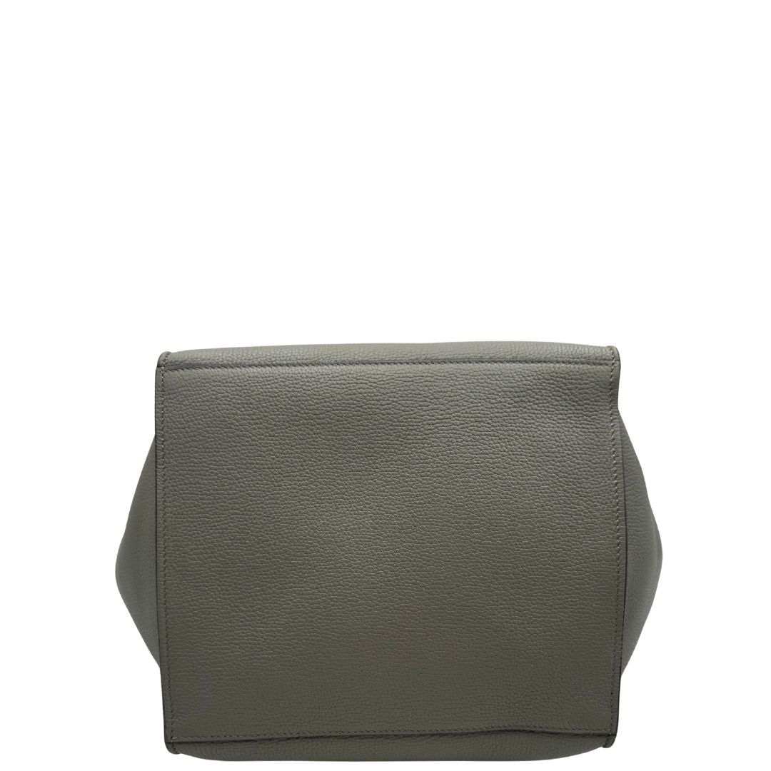  Borsa Celine Big Bag in pelle martellata grigia con hardware argentato, di lusso, originale, ottime condizioni, usata
