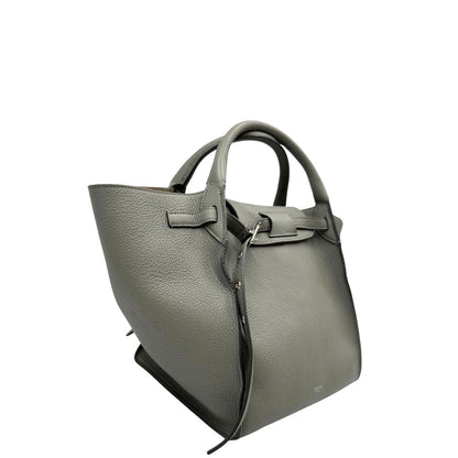  Borsa Celine Big Bag in pelle martellata grigia con hardware argentato, di lusso, originale, ottime condizioni, usata
