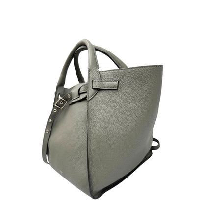  Borsa Celine Big Bag in pelle martellata grigia con hardware argentato, di lusso, originale, ottime condizioni, usata