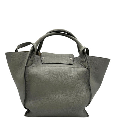  Borsa Celine Big Bag in pelle martellata grigia con hardware argentato, di lusso, originale, ottime condizioni, usata