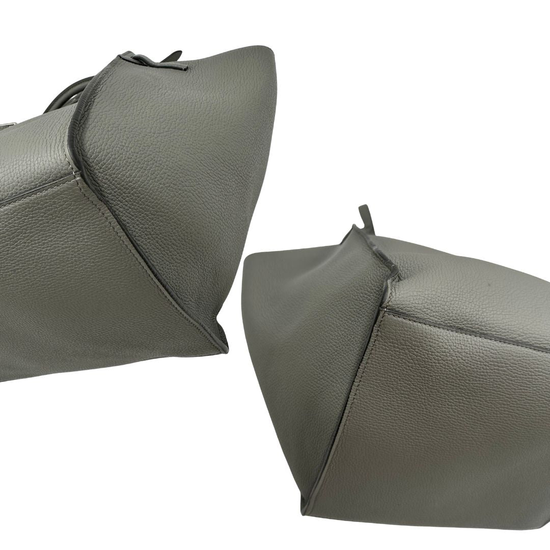  Borsa Celine Big Bag in pelle martellata grigia con hardware argentato, di lusso, originale, ottime condizioni, usata
