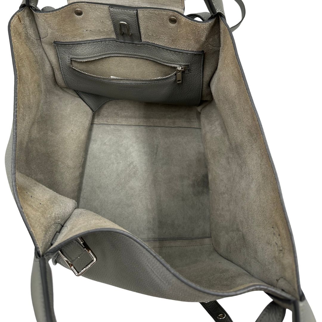 Borsa Celine Big Bag in pelle martellata grigia con hardware argentato, di lusso, originale, ottime condizioni, usata
