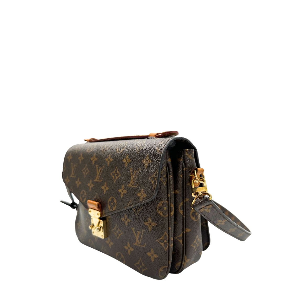 lato Borsa LV in canvas monogrammato marrone e hardware dorato, indossabile a tracolla o a mano, di lusso, originale, ottime condizioni, usata 