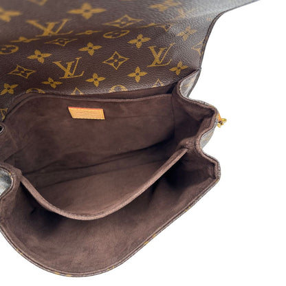 interno Borsa LV in canvas monogrammato marrone e hardware dorato, indossabile a tracolla o a mano, di lusso, originale, ottime condizioni, usata