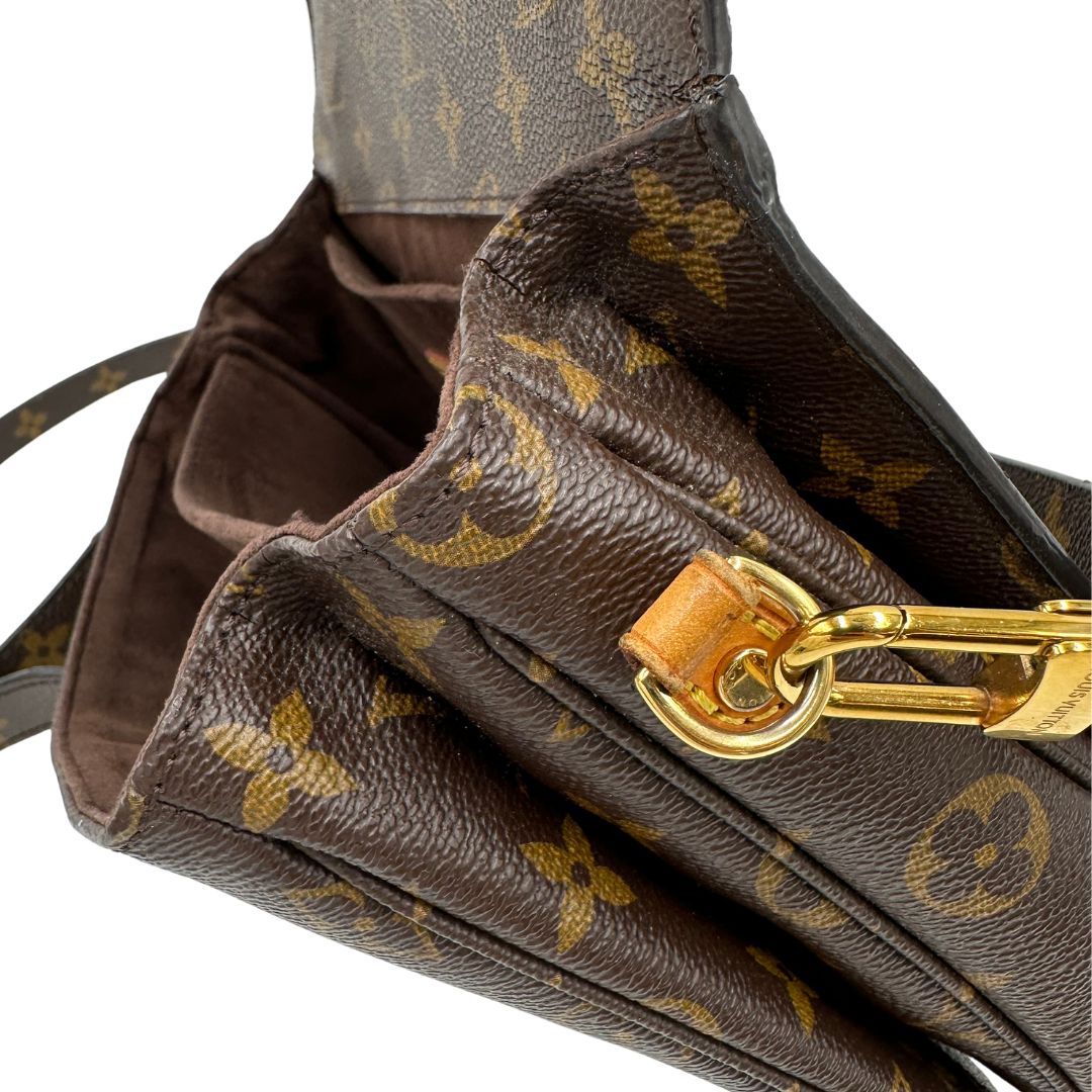 Borsa LV in canvas monogrammato marrone e hardware dorato, indossabile a tracolla o a mano, di lusso, originale, ottime condizioni, usata