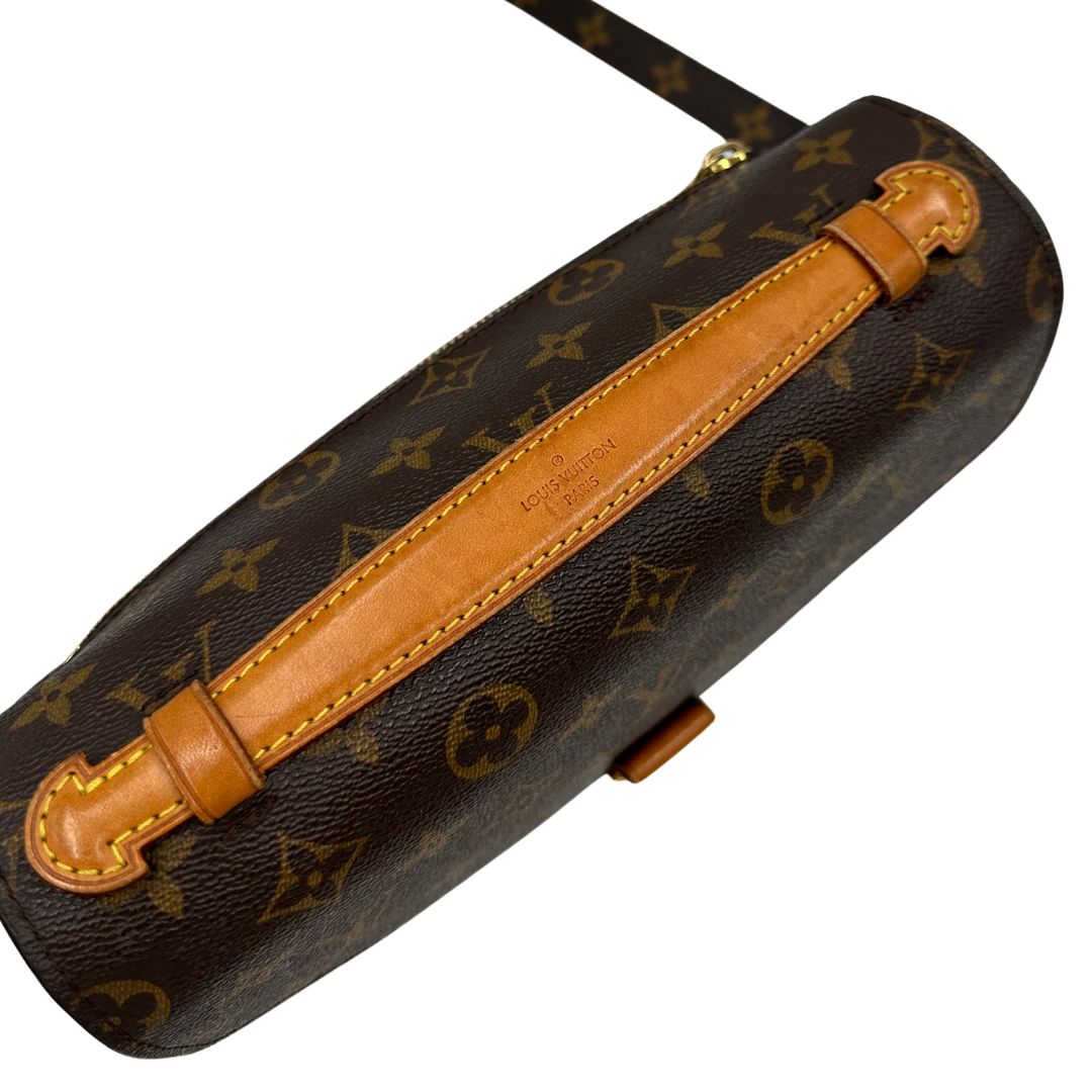 Borsa LV in canvas monogrammato marrone e hardware dorato, indossabile a tracolla o a mano, di lusso, originale, ottime condizioni, usata