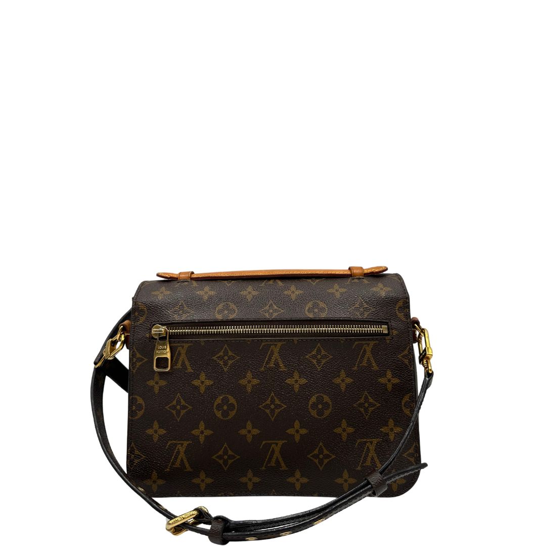 retro Borsa LV in canvas monogrammato marrone e hardware dorato, indossabile a tracolla o a mano, di lusso, originale, ottime condizioni, usata 