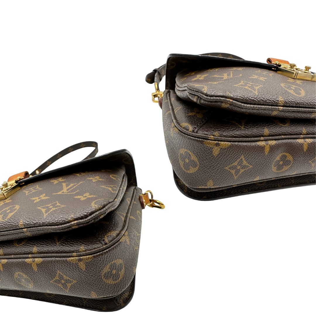Borsa LV in canvas monogrammato marrone e hardware dorato, indossabile a tracolla o a mano, di lusso, originale, ottime condizioni, usata