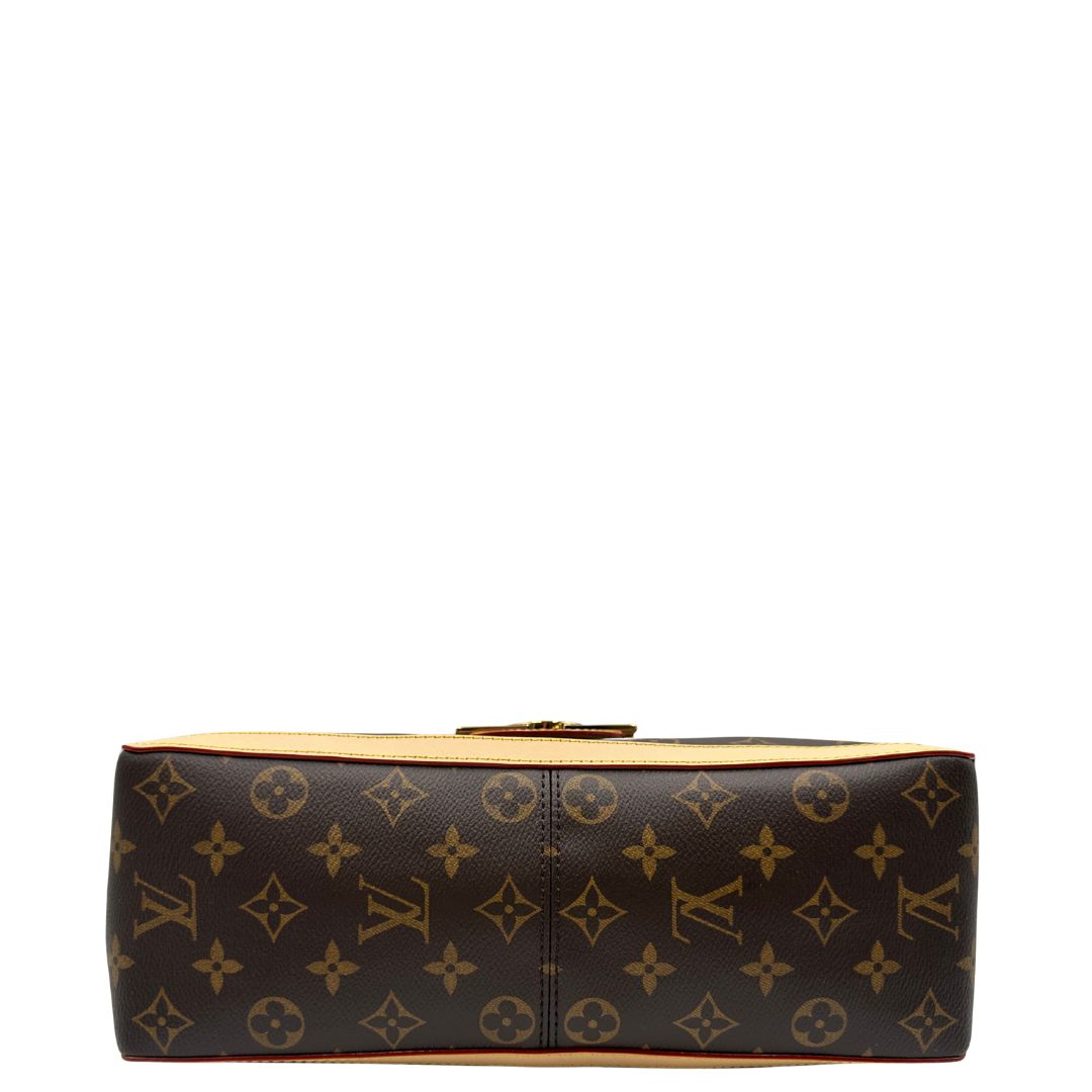 Base, Borsa Louis Vuitton Dauphine Soft in canvas marrone monogram con finiture in vacchetta naturale e parti metalliche dorate. Originale, usata, di lusso, in ottime condizioni.