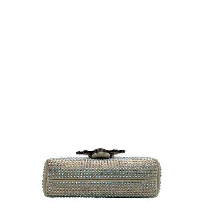 base  Borsa Micro Love Bag Pinko in pelle scamoscia impreziosita da strass su tutta la superficie, di lusso, usata, originale 