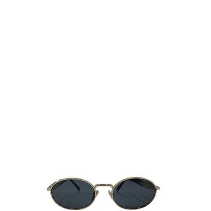  Occhiali da sole Prada dal design rotondo e sofisticato, con montatura in metallo dorato chiaro e lenti scure. Originale, usati, di lusso, in ottime condizioni.