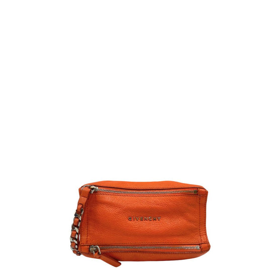 front della Pochette Givenchy in pelle arancione