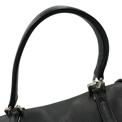 manico  Borsa Prada 2Way in pelle nera con hardware argentato, di lusso, originale, ottime condizioni, usat