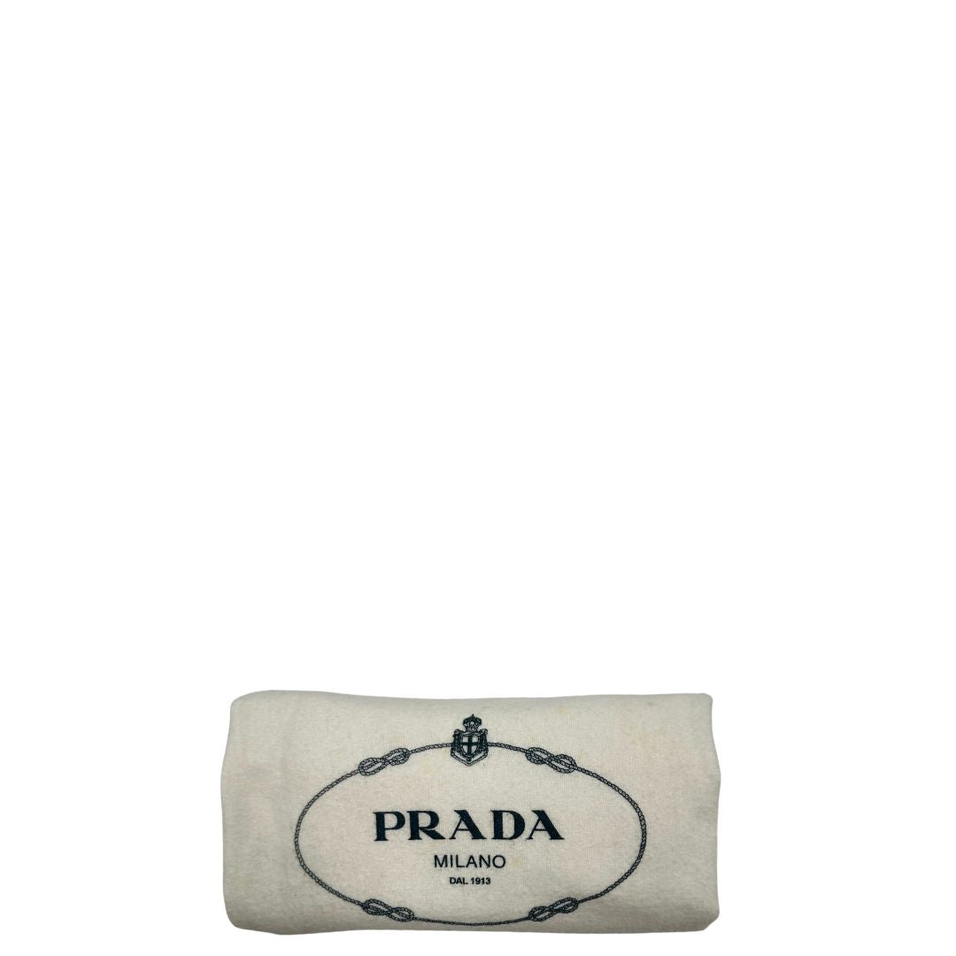 dustbag Borsa Prada in pelle grigia, dotata di doppi manici, dettagli in metallo dorato, di lusso, originale, ottime condizioni, usata