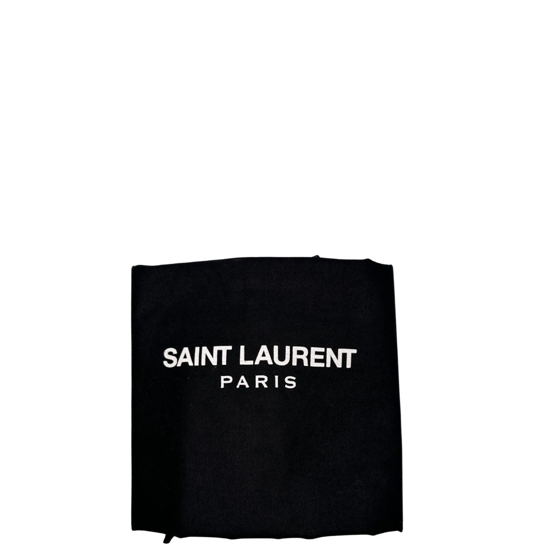 dustbag della   Borsa Saint Laurent in pelle nera con impunture trapuntate chevron, di lusso, originale, ottime condizioni, usata 