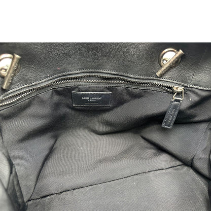 interno della Borsa Saint Laurent in pelle nera con impunture trapuntate chevron, di lusso, originale, ottime condizioni, usata 