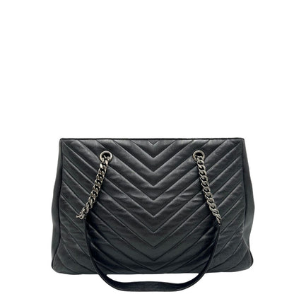 retro della   Borsa Saint Laurent in pelle nera con impunture trapuntate chevron, di lusso, originale, ottime condizioni, usata 