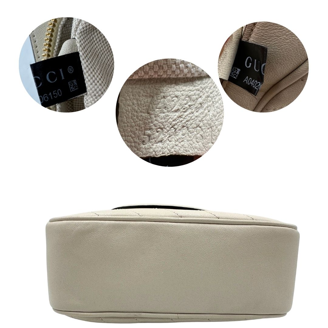base  Borsa Gucci Blondie in pelle color bianco latte, con iconica G sul front e munita di una tracolla regolabile, di lusso, originale, usata 