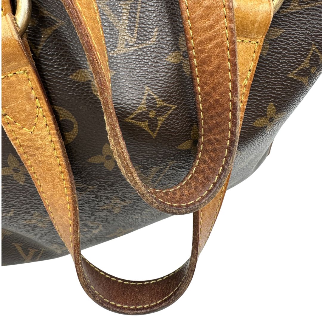 manici  Borsa LV in canvas marrone monogram con finiture in vacchetta naturale, di lusso, originale, buone condizioni. 