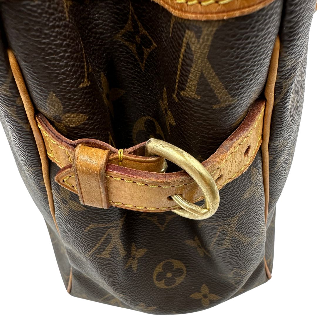  Borsa LV in canvas marrone monogram con finiture in vacchetta naturale, di lusso, originale, buone condizioni. 