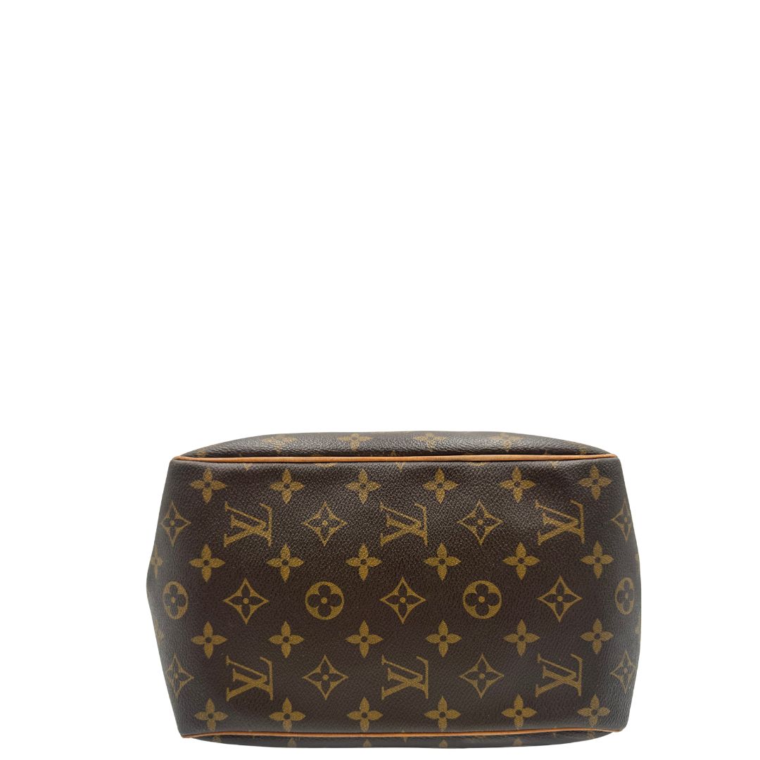 base  Borsa LV in canvas marrone monogram con finiture in vacchetta naturale, di lusso, originale, buone condizioni. 